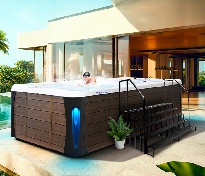 Calspas hot tub being used in a family setting - Fort Bragg